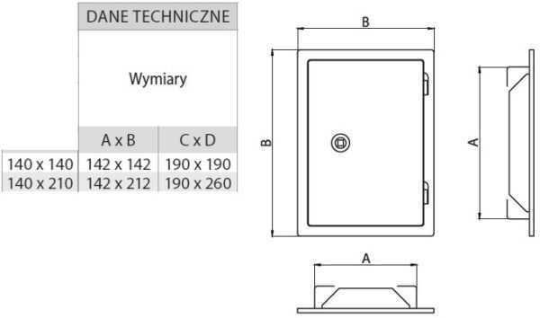 DRZWICZKI KOMINOWE WYCZYSTKOWE 140x140 MM