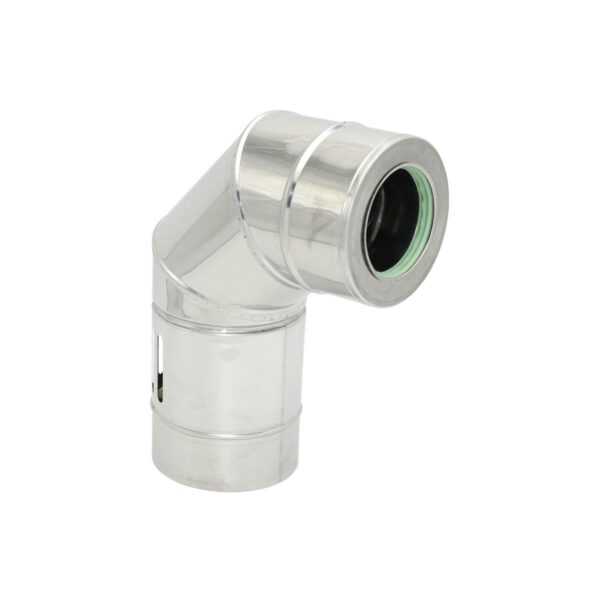 KOLANO 90° Z CZERPNIĄ TURBO  KWASOODPORNE JEDNOŚCIENNE IZOLOWANE FI 60/100 MM