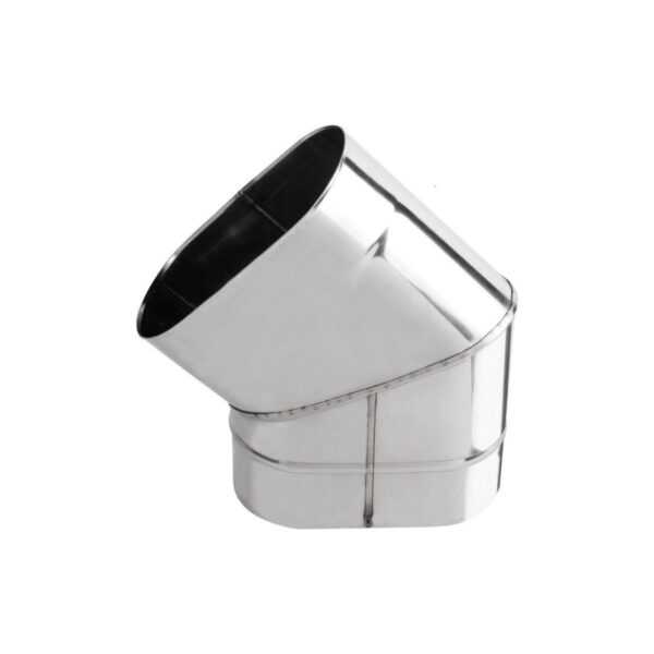 KOLANO KOMINOWE 45° OWALNE /KRÓTKI BOK/ ŻAROODPORNE 120/220 MM