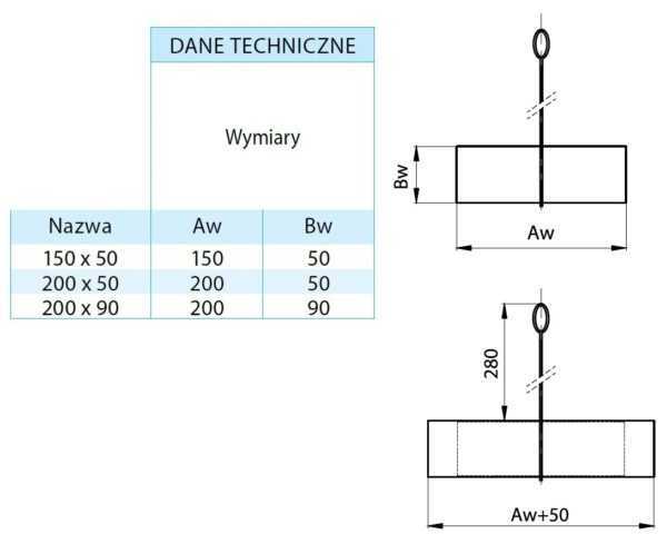PRZEPUSTNICA Z DRUTEM PROSTOKĄTNA DGP 150/50 MM