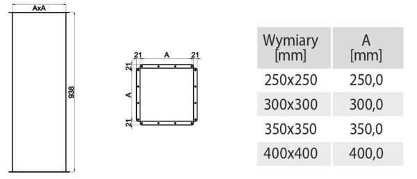 KANAŁ ZRZUTOWY 1000 MM - ZSYP NA PRANIE 250x250 MM