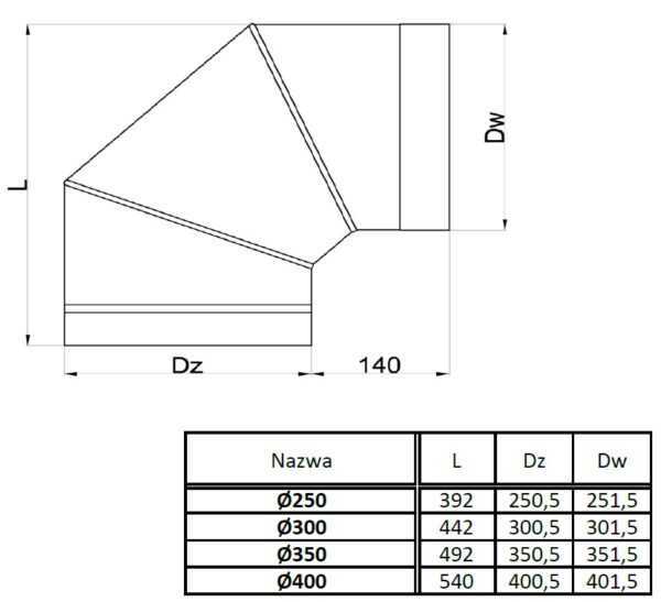 KOLANO WRZUTOWE Z DRZWICZKAMI - ZSYP NA PRANIE FI 250 MM