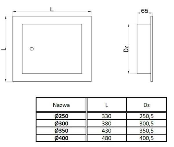 KOLANO WRZUTOWE Z DRZWICZKAMI - ZSYP NA PRANIE FI 250 MM