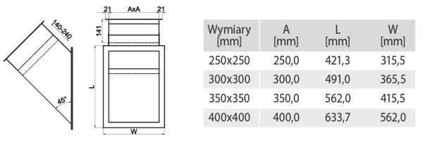 TELESKOP KOŃCOWY Z RAMKĄ - ZSYP NA PRANIE 250x250 MM