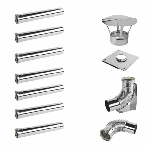 KOMPLETNY WKŁAD KOMINOWY TURBO KWASOODPORNY FI 80 MM / 7 MB