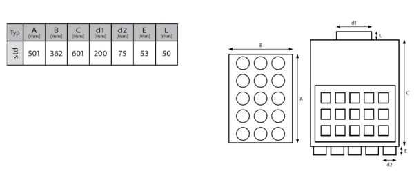 ROZDZIELACZ RZĘDOWY PIĘTNASTO-KRÓĆCOWY 15x75/200 (Z PANELEM PRZESTAWNYM)