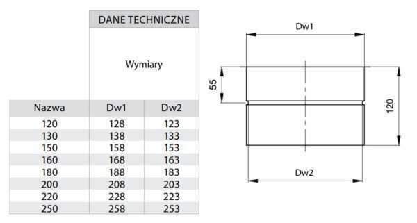 WKŁADKA JEDNOŚCIENNA CZARNA FI 150 MM, GR. 0,8 MM