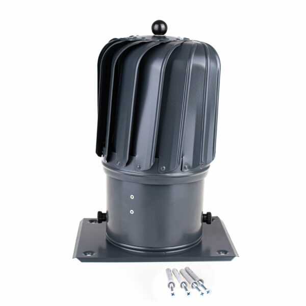 NASADA OBROTOWA PODŁUŻNA FI 150 MM ANTRACYTOWA - Z PODSTAWĄ - RAL 7016 (PÓŁMAT)