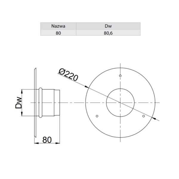 ROZETA A CZARNA FI 80 MM Z USZCZELKĄ - PELLET