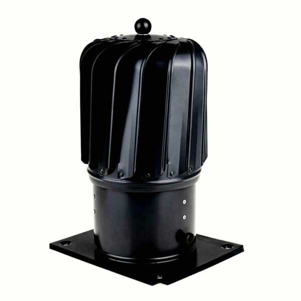 NASADA OBROTOWA PODŁUŻNA FI 150 MM CZARNA - Z PODSTAWĄ - RAL 9005 (PÓŁMAT)