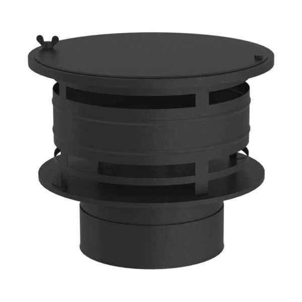 ZAKOŃCZENIE KOMINA Z OSŁONĄ PRZECIWWIETRZNĄ CZARNE IZOLOWANE BLACK DESIGN FI 130/180 MM