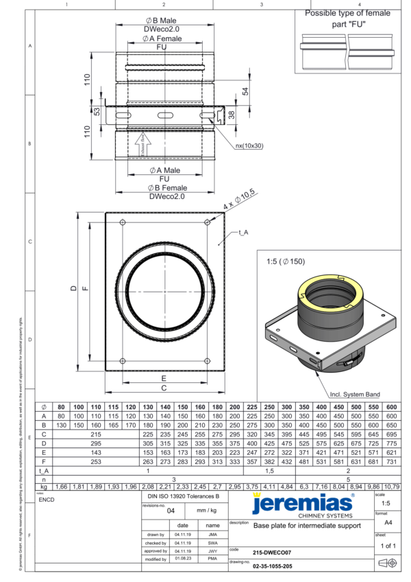 PŁYTA FUNDAMENTOWA DLA WSPORNIKÓW POŚREDNICH CZARNA IZOLOWANA BLACK DESIGN FI 130/180 MM