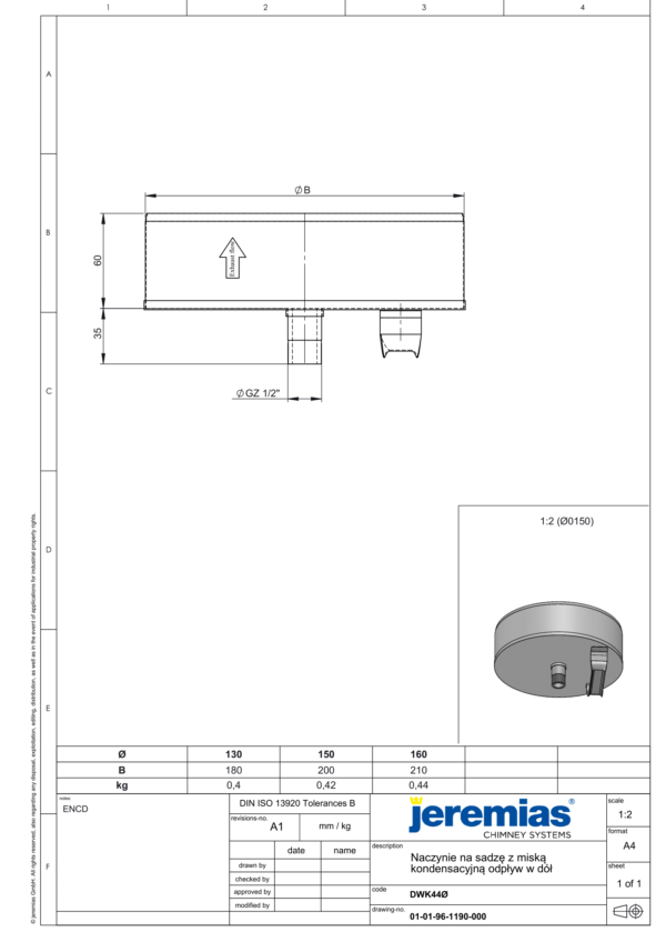 ODSKRAPLACZ DW ECO 304 - WENTYLACJA - FI 160/210 MM
