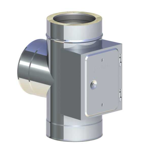 TRÓJNIK 90° Z REWIZJĄ 210x140 MM IZOLOWANY DW ECO 304 - DREWNO, PELLET - FI 150/200 MM