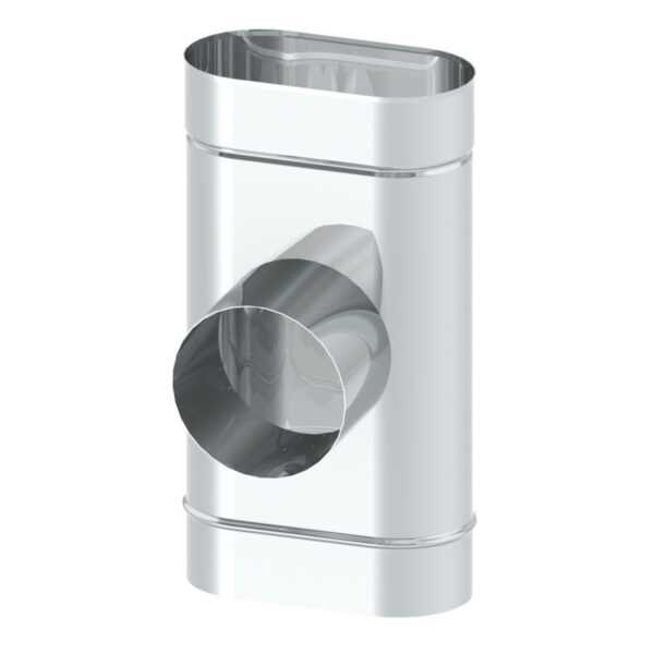 TRÓJNIK 90° ŻAROODPORNY OVAL PREMIUM 130/255 MM Z KRÓĆCEM FI 200 MM PO SZERSZEJ STRONIE