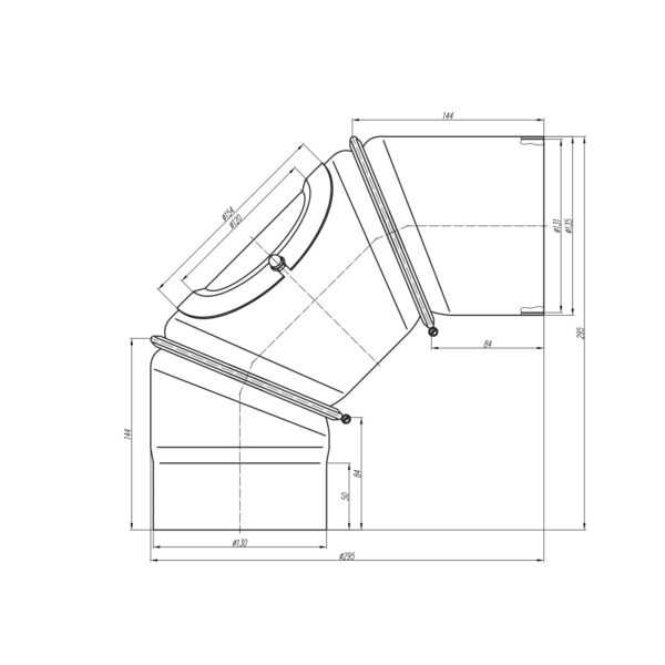 KOLANO NASTAWNE 0-90° TRZYSEGMENTOWE CZARNE Z WYCZYSTKĄ FI 130 MM