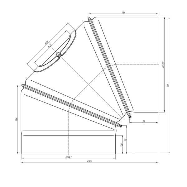 KOLANO NASTAWNE 0-90° TRZYSEGMENTOWE CZARNE Z WYCZYSTKĄ FI 250 MM