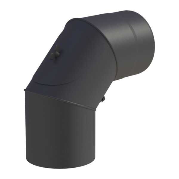 KOLANO OBROTOWE 0-90° CZARNE Z WYCZYSTKĄ FI 120 MM