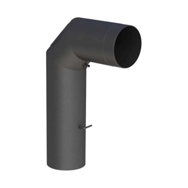 KOLANO Z PRZEDŁUŻENIEM I KLAPĄ SPALINOWĄ ORAZ WYCZYSTKĄ CZARNE FI 250 MM