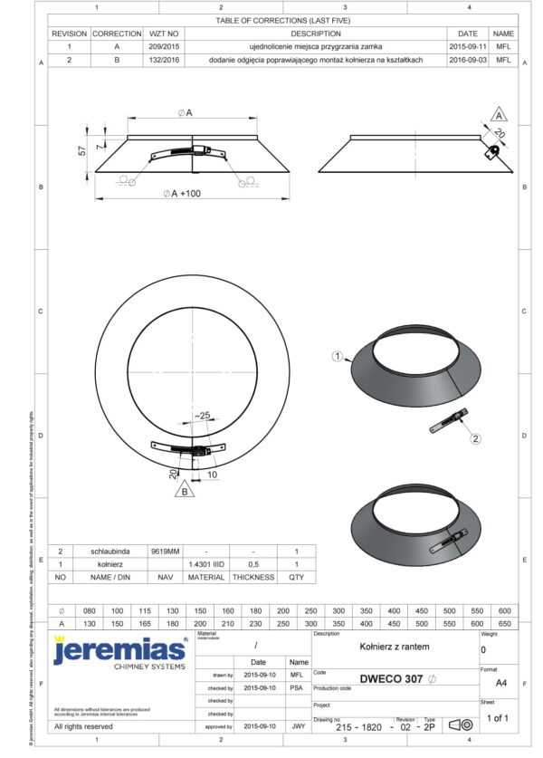 KOŁNIERZ Z RANTEM CZARNY BLACK DESIGN FI 180/230 MM