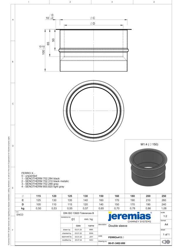 MUFA DWUŚCIENNA CZARNA 100 MM FI 150 MM