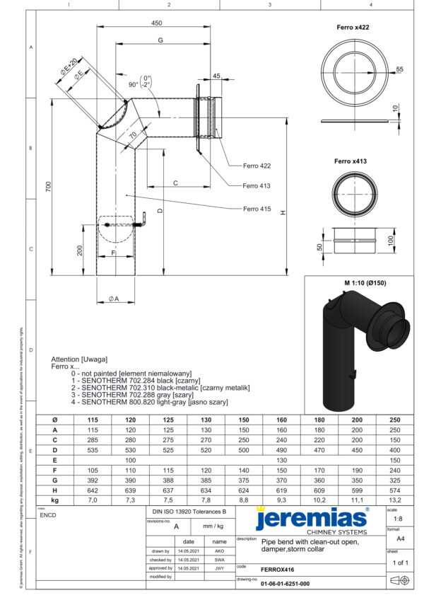 ZESTAW SKLADAJĄCY SIĘ Z PRZEDŁUŻONEGO KOLANA Z KLAPĄ SPALINOWĄ CZARNE FI 250 MM