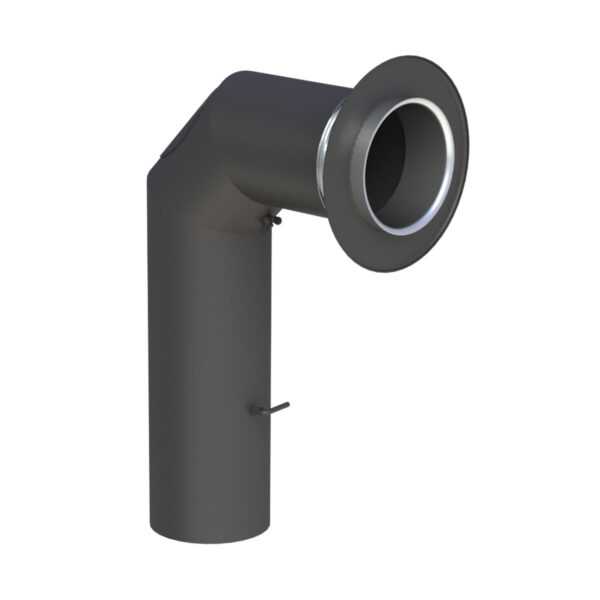 ZESTAW SKLADAJĄCY SIĘ Z PRZEDŁUŻONEGO KOLANA Z KLAPĄ SPALINOWĄ CZARNE FI 120 MM