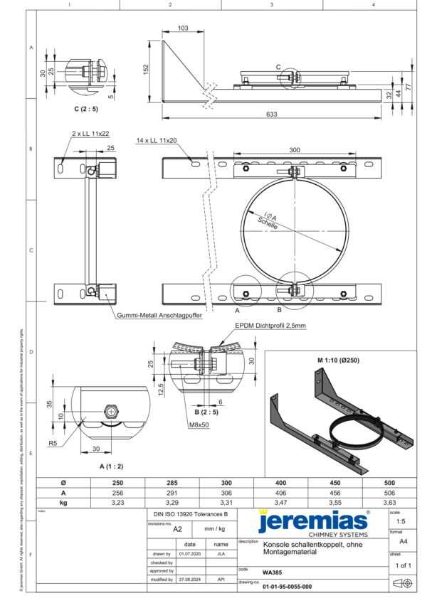 KONSOLA POŚREDNIA PRZESTAWNA REGULOWANA - SERIA PRESTIGE FI 300 MM