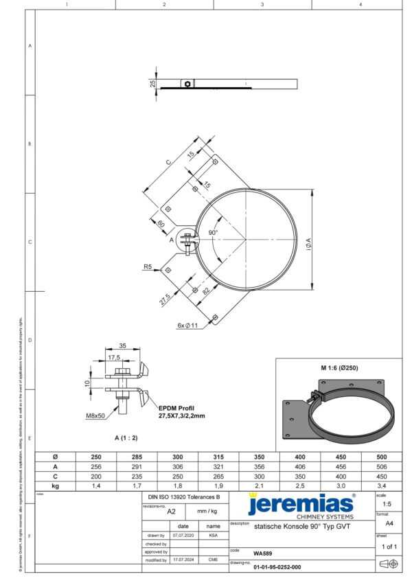 KONSOLA STROPOWA DO MONTAŻU NAROŻNEGO - SERIA PRESTIGE FI 300 MM