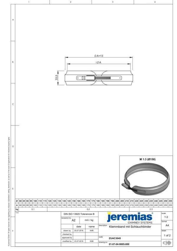 OBEJMA MONTAŻOWA - SERIA PRESTIGE FI 300 MM