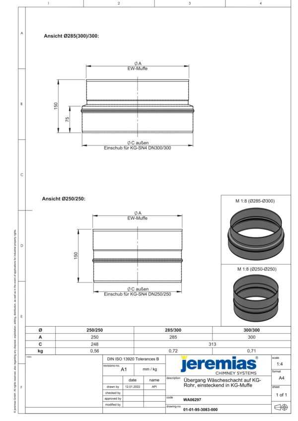 PRZEJŚCIE NA RURĘ PVC - SERIA PRESTIGE FI 300 MM