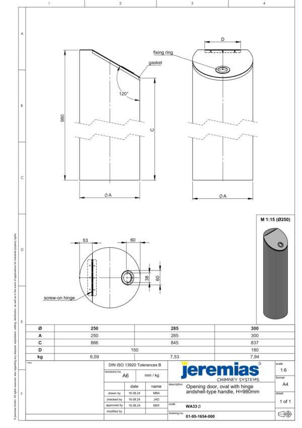 TERMINAL WRZUTOWY 980 MM ZAŁADUNEK OD GÓRY - SERIA PRESTIGE FI 250 MM