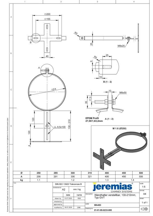 WSPORNIK ŚCIENNY - SERIA PRESTIGE FI 300 MM